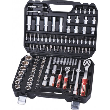 Coffret d'outils 110 pcs  avec Douilles 1/4" et 1/2" DRAKKAR TOOLS 67685