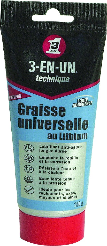 Graisse universelle 3-EN-UN TECHNIQUE Lithium, Multi-usages 3-EN-UN, Tube  de 150 g