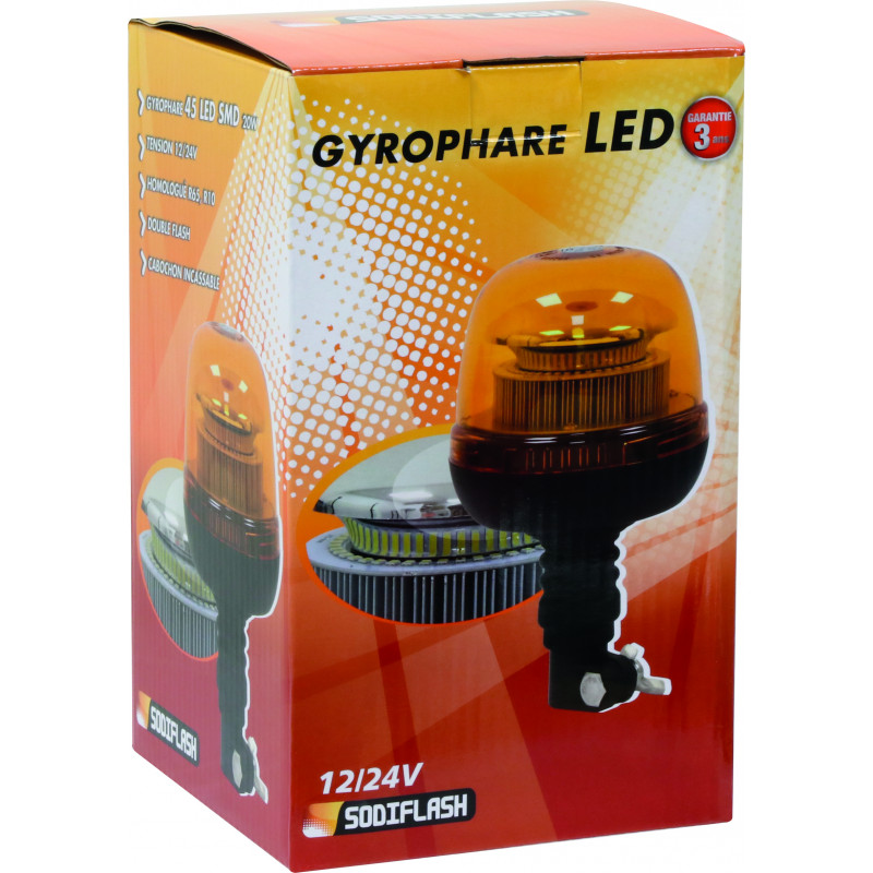 Gyrophare 45 LED double flash à plat homologué R65-R10