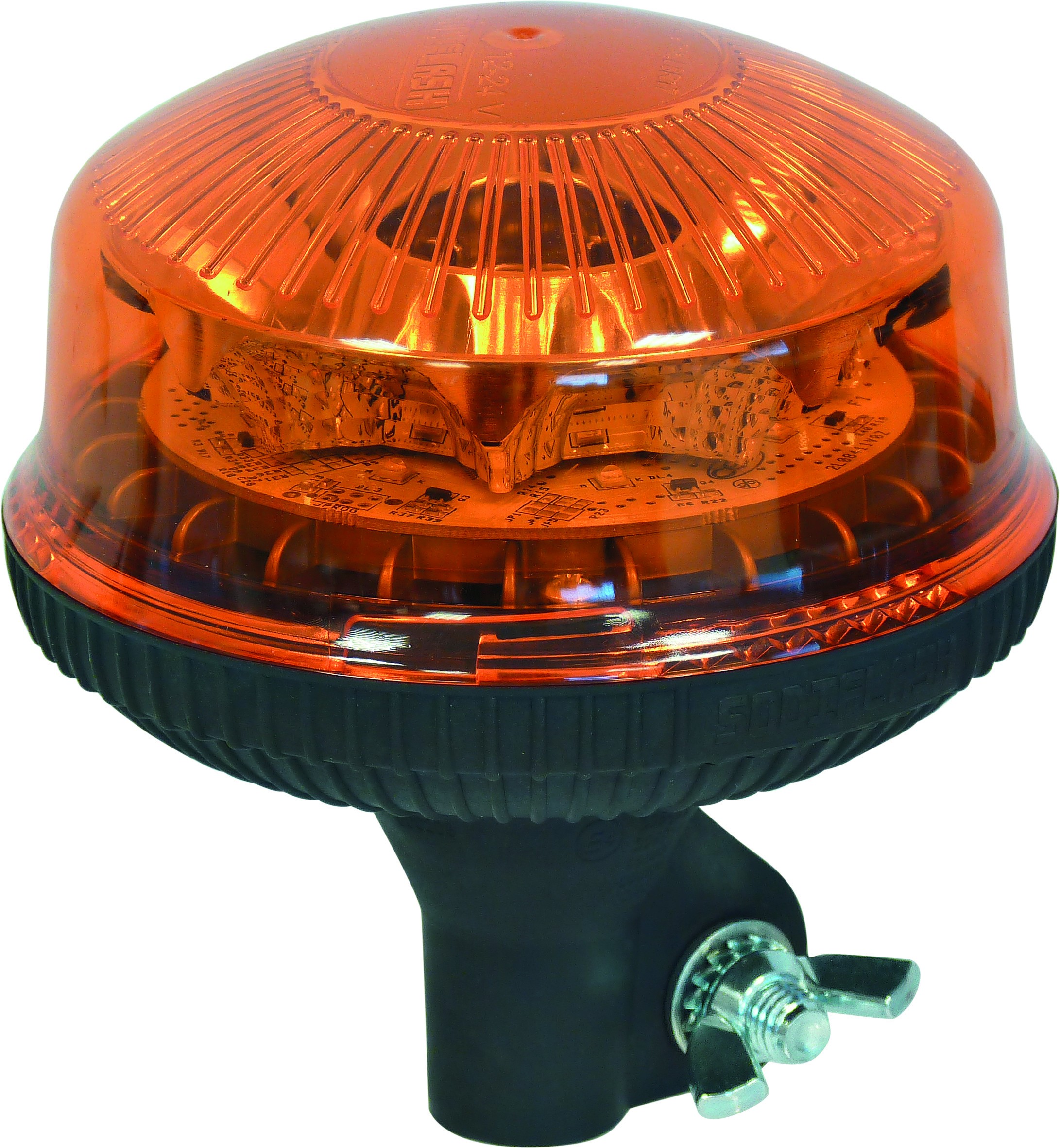 GYROPHARE ORANGE LED SUR TIGE FLEXIBLE 12/24 V ( R65 / R10